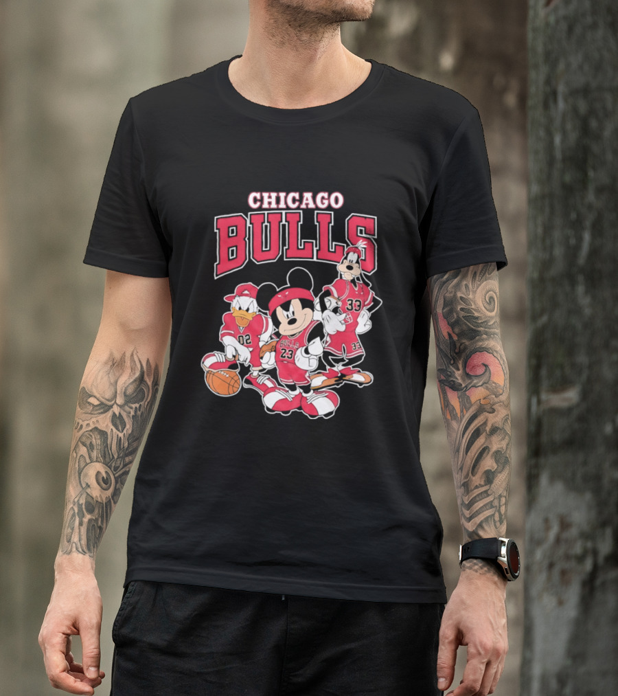 Mickey Mouse Donald Duck Goofy Chicago Bulls Jerseys Basketball T-Shirt