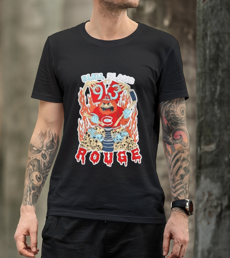 Bleu Blanc Et Rouge 93 Canadiens Hockey Monster T-Shirt