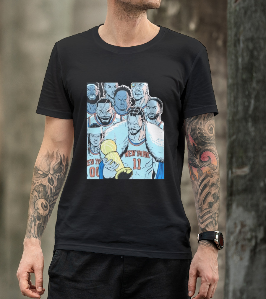 New York Knicks 2026 Invincible Indefensible Trophy Comic Style Basketball Team T-Shirt