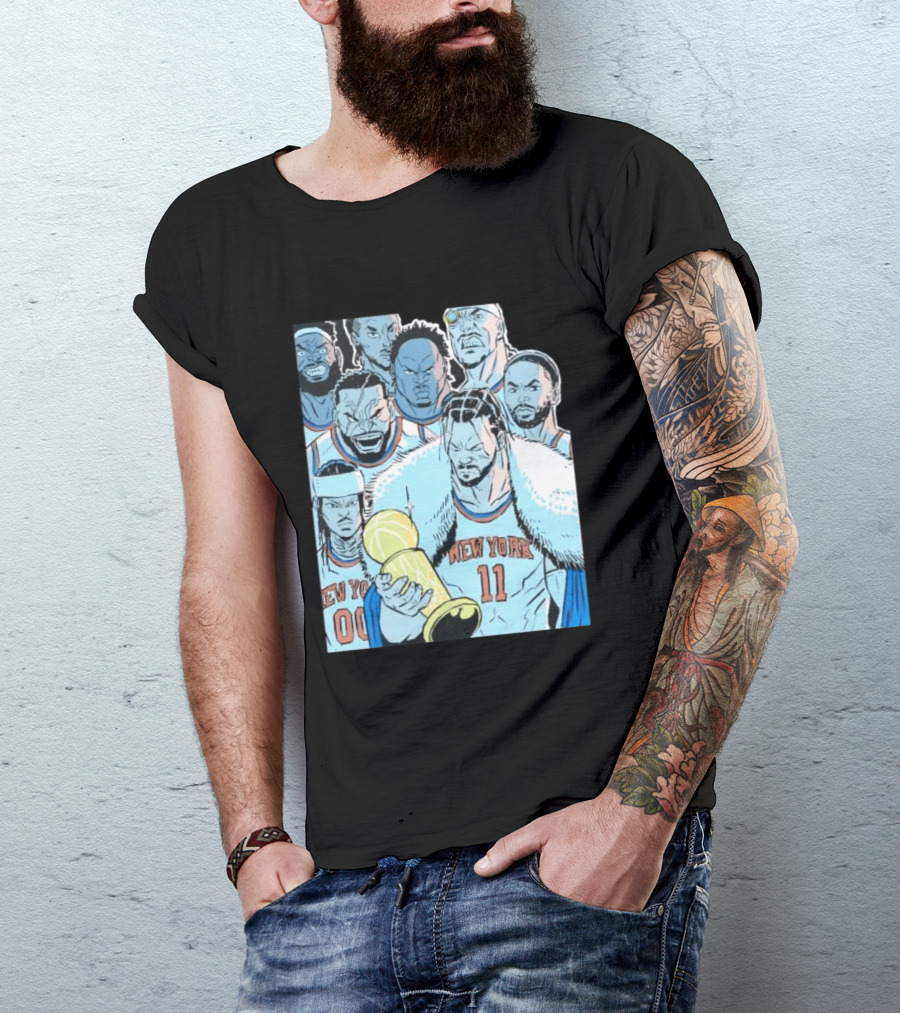 New York Knicks 2026 Invincible Indefensible Trophy Comic Style Basketball Team T-Shirt