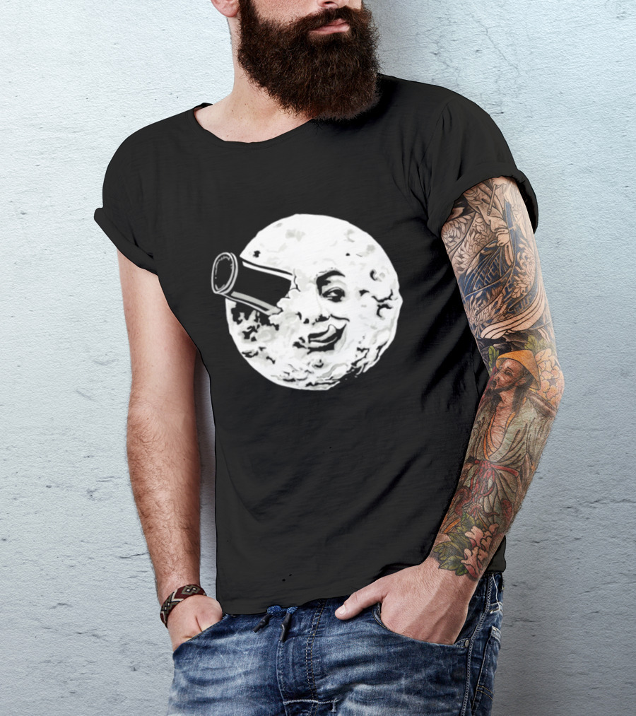 A Creamy Trip To The Moon Face Icon Rocket Classic Vintage Movie Scene T-Shirt