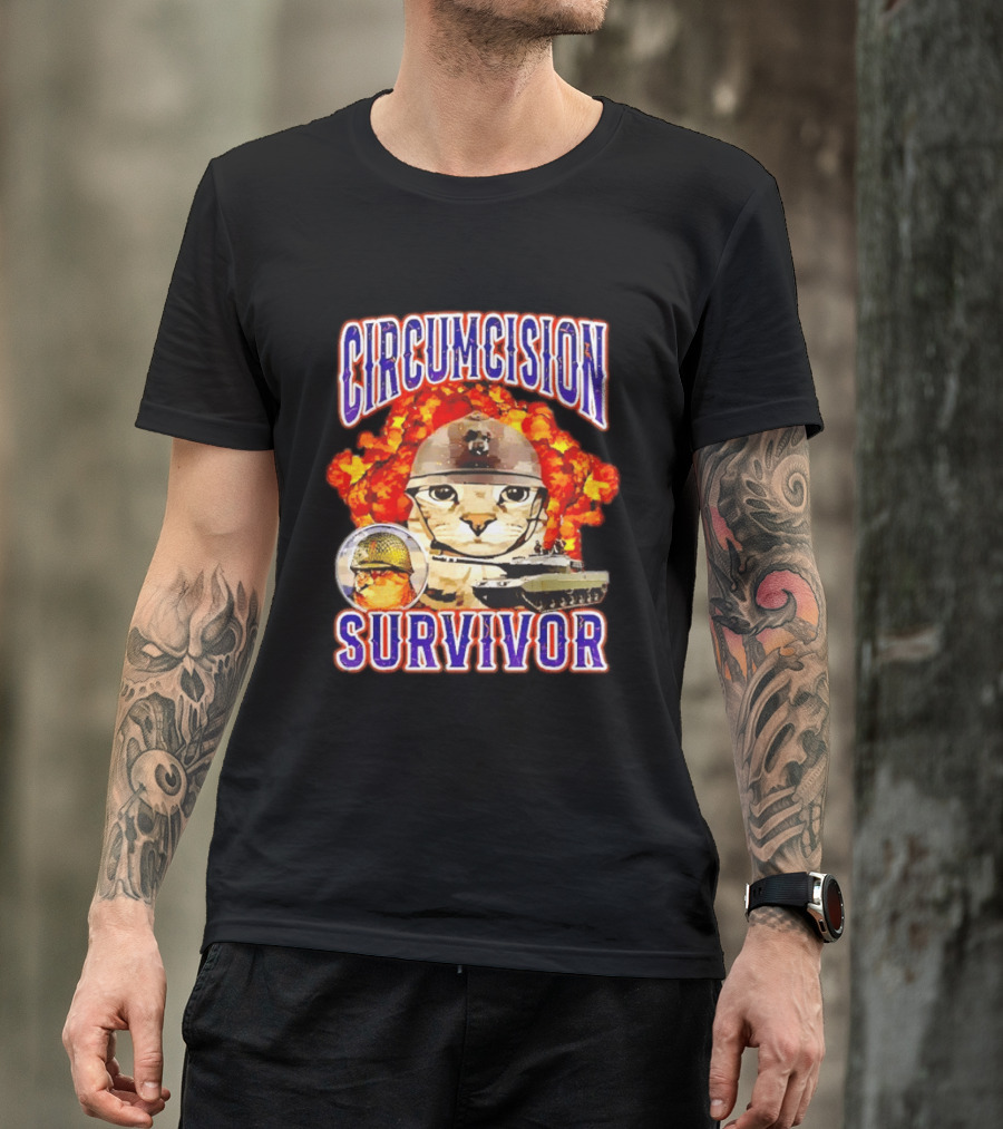 Circumcision Survivor Cat Explosion Tank Helmet T-Shirt
