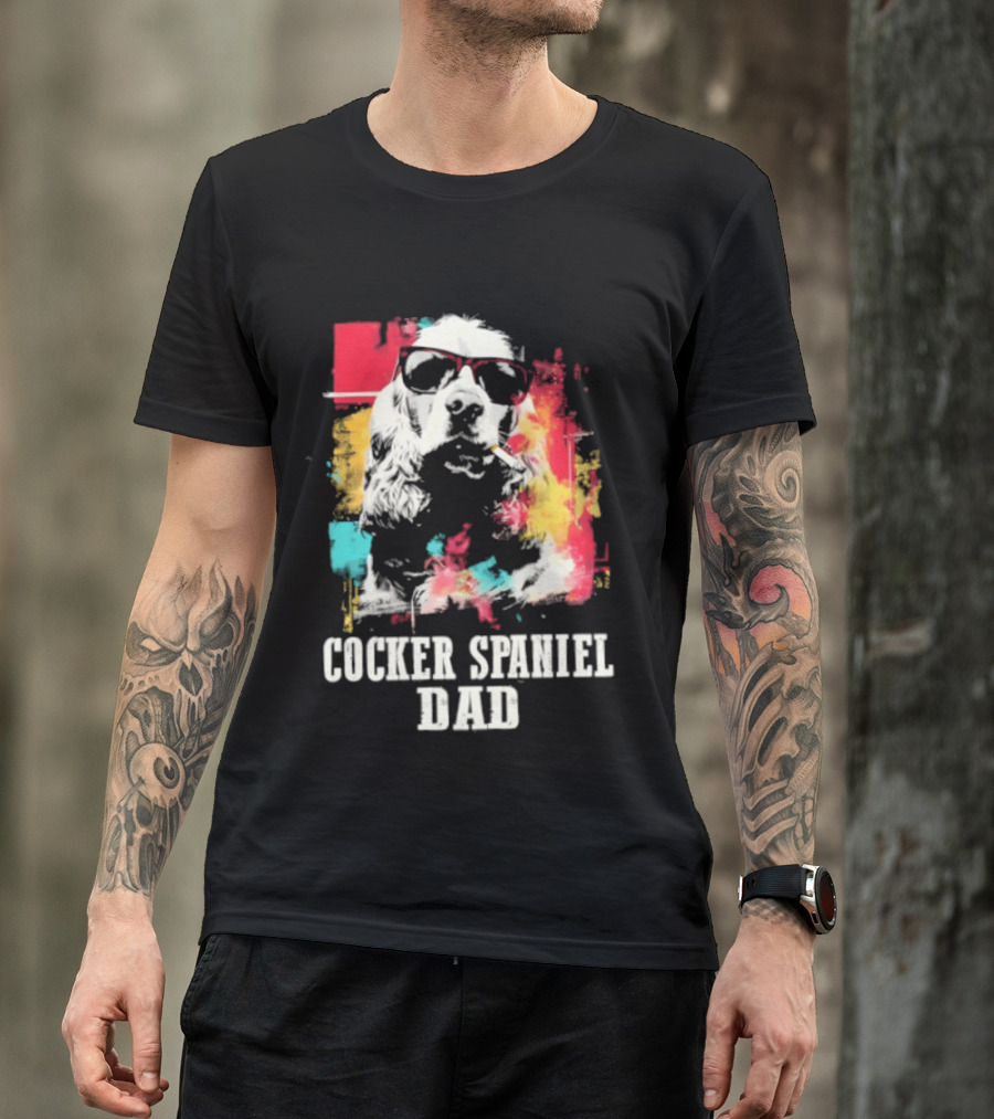 Cocker Spaniel Dad Colorful Sunglasses Father's Day 2026 T-Shirt