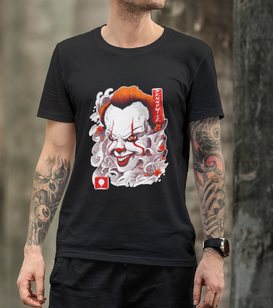 Pennywise Creepy Clown Big Head Horror It Movie Iconic Scary Face Balloon T-Shirt