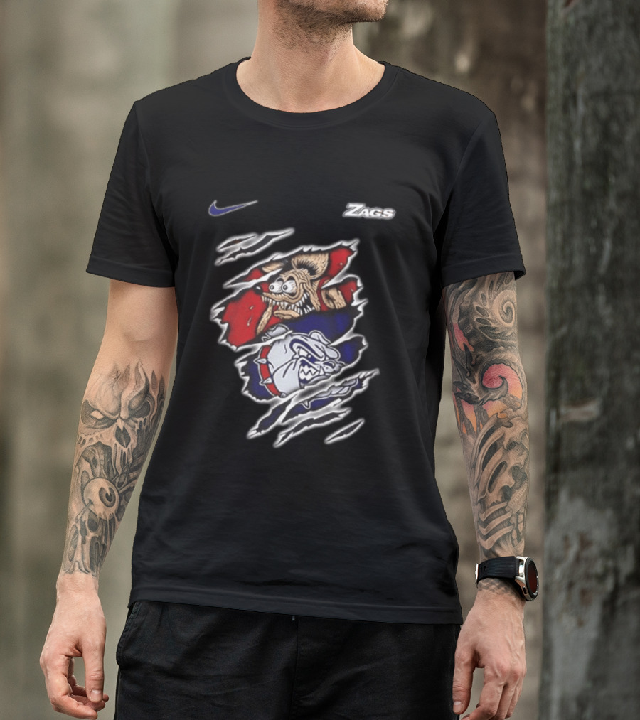 Gonzaga Bulldogs Rat Fink Nike Zags Built Not To Bow T-Shirt