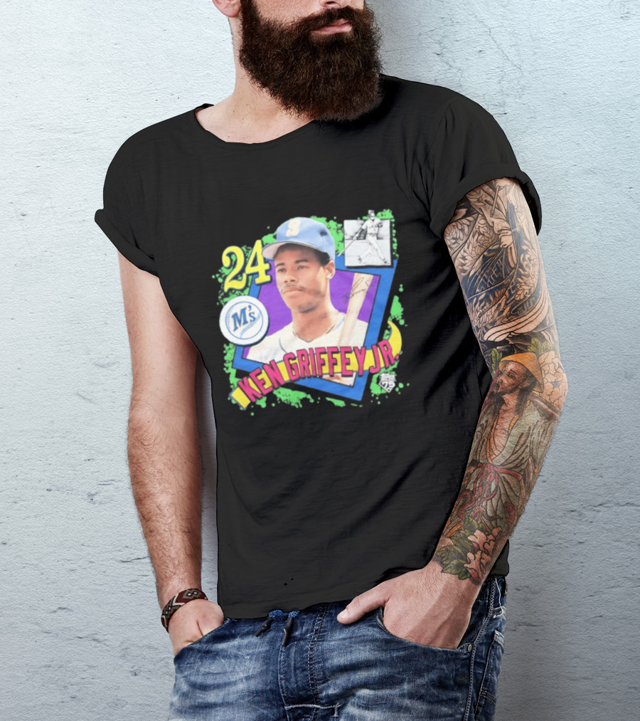 Ken Griffey Jr 24 Seattle Mariners Baseball Card Retro Topps 75 M's T-Shirt