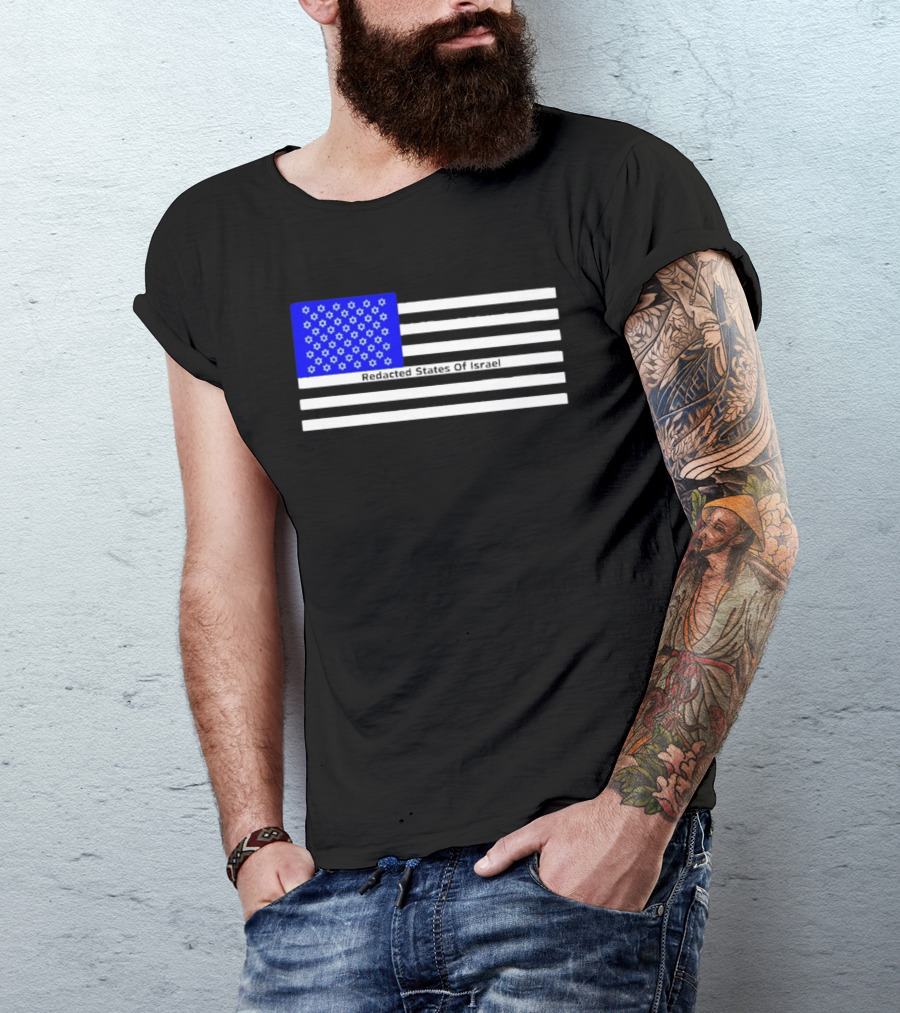 Redacted States Of Israel Flag With Stars And Stripes T-Shirt