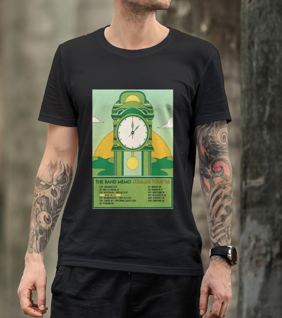 The Band Memo Summer Tour 2026 Amagansett King Of Prussia Boston Washington Missoula Portland Amherst Killington Woodstock Toronto Asbury Park T-Shirt