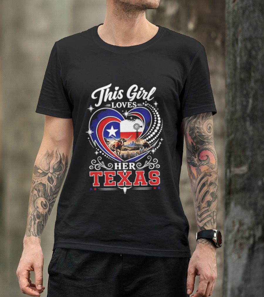 This Girl Loves Her Texas Star Heart Map T-Shirt
