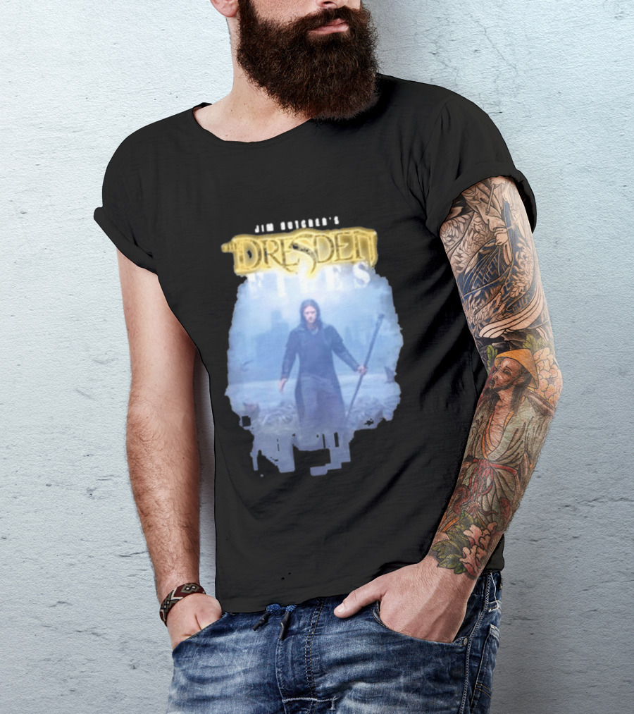 Jim Butcher's Dresden Files Man Holding Staff T-Shirt