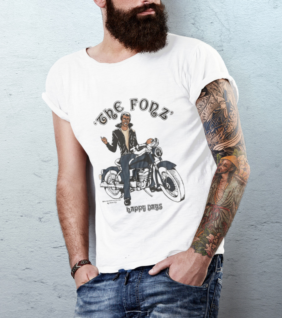 The Fonz Happy Days Motorcycle Coolness Retro 70s Vibes T-Shirt