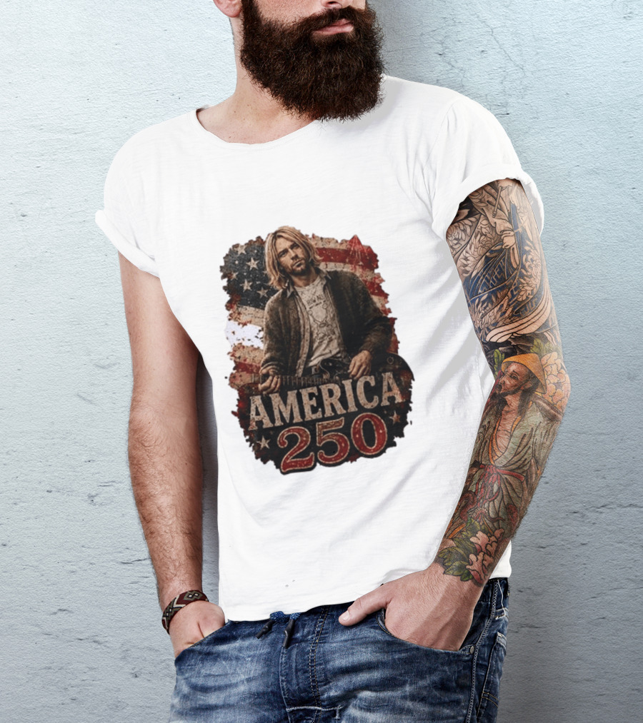 America 250 Years Of Freedom I Love America Kurt Cobain T-Shirt