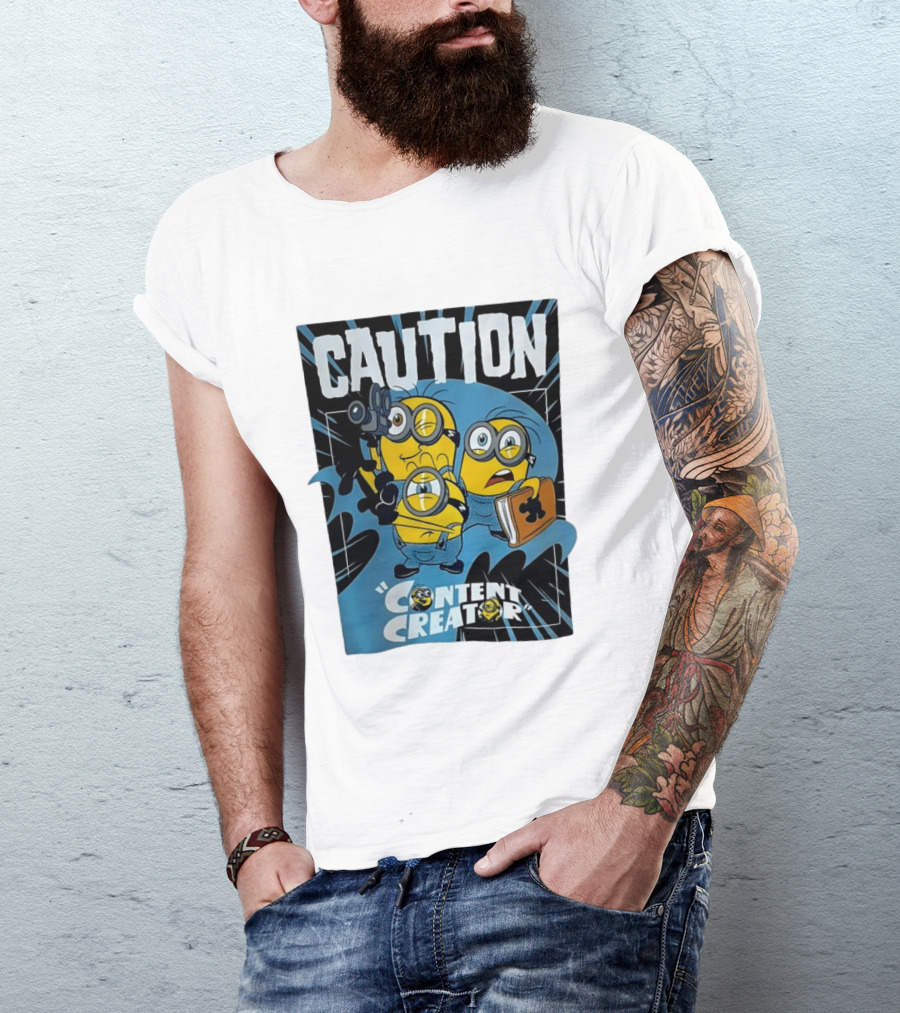 Caution Minions Content Creator Fun T-Shirt