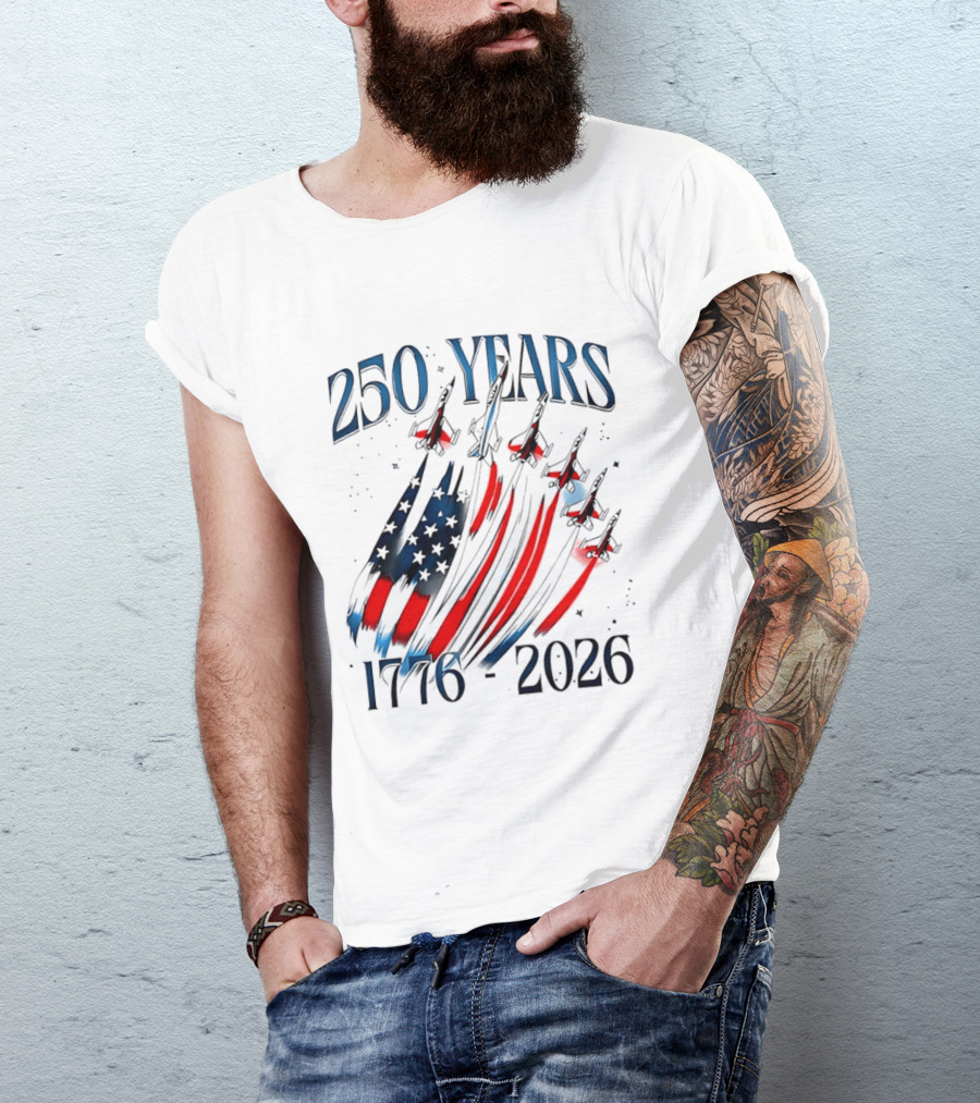 250 Years United States Independence Day 1776 2026 Fighter Jets Sestercentennial T-Shirt