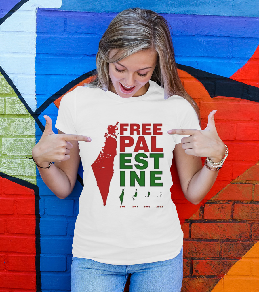 Free Palestine 1946 1947 1967 2012 Map T-Shirt