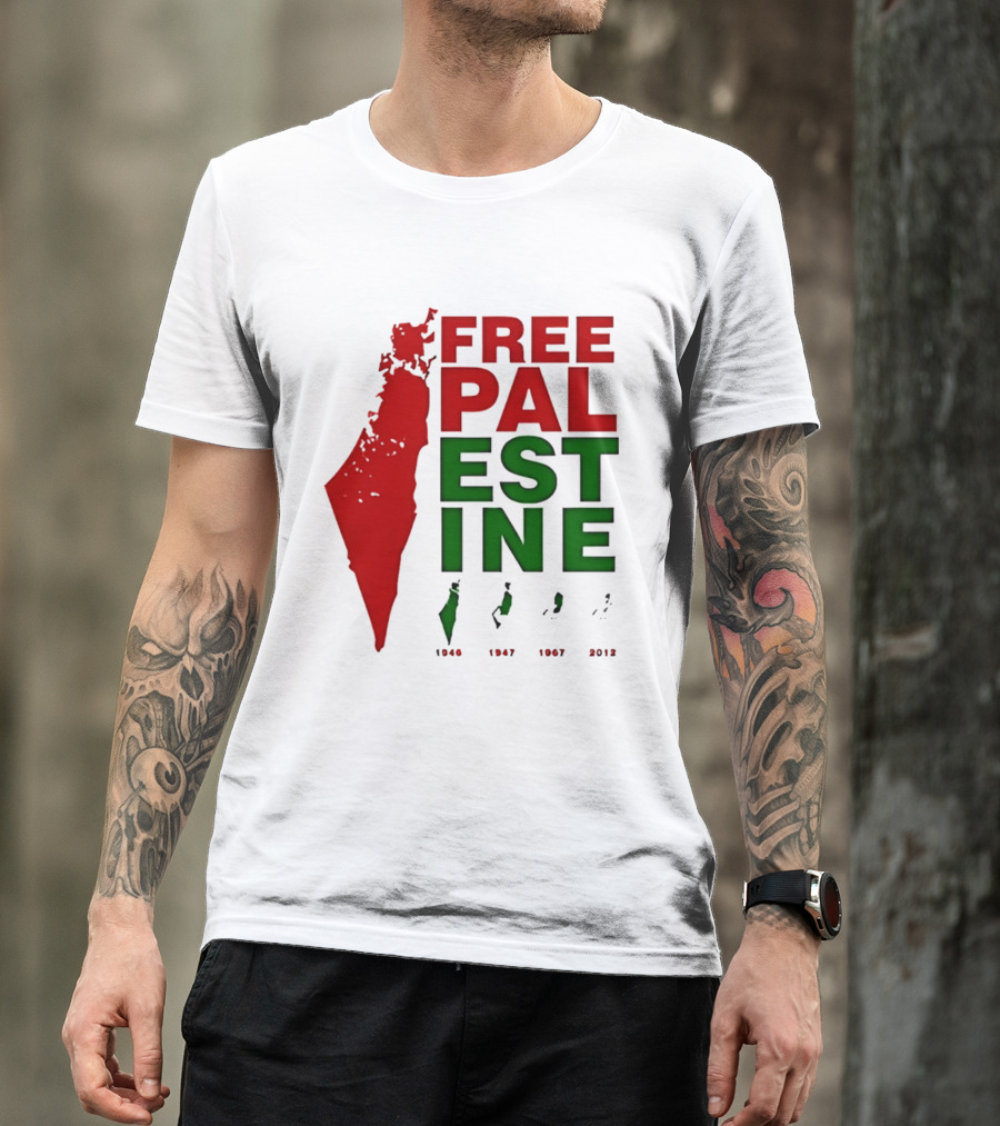 Free Palestine 1946 1947 1967 2012 Map T-Shirt