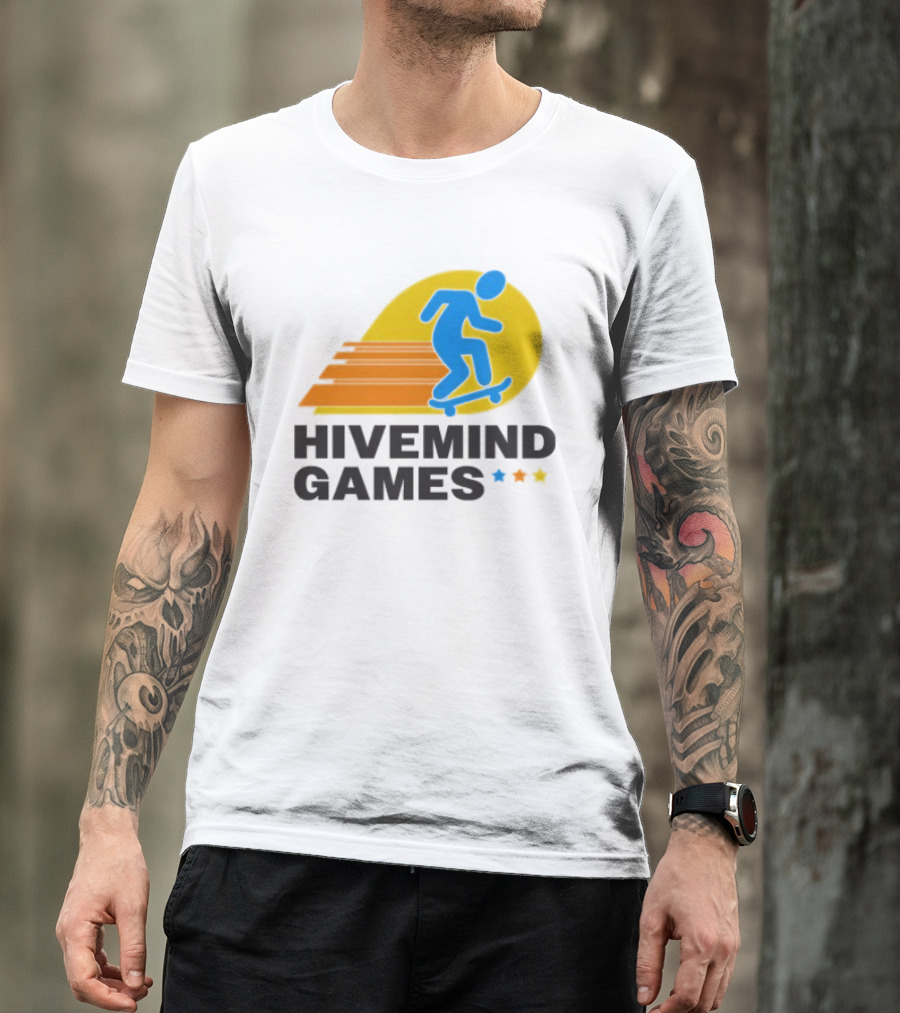 Hivemind Games Skateboarding Dynamic Motion With Shooting Stars T-Shirt