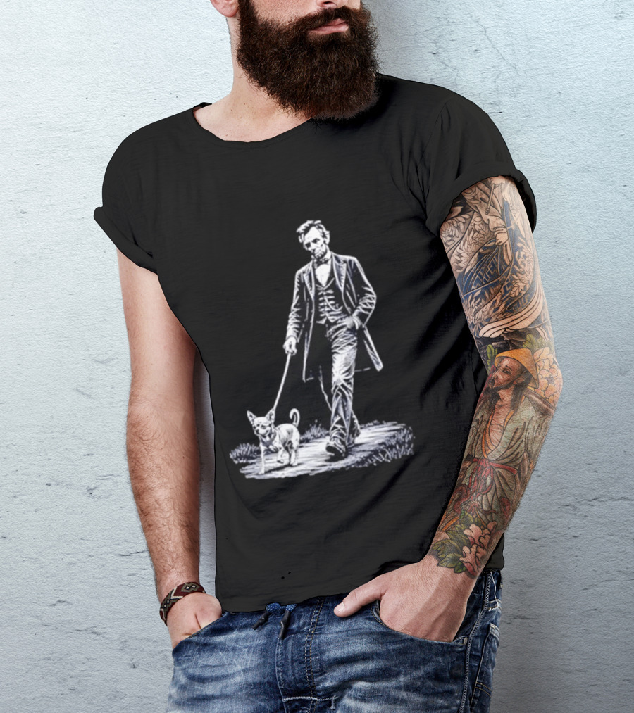 Abraham Lincoln Walking Chihuahua For USA 250th Anniversary Celebration T-Shirt