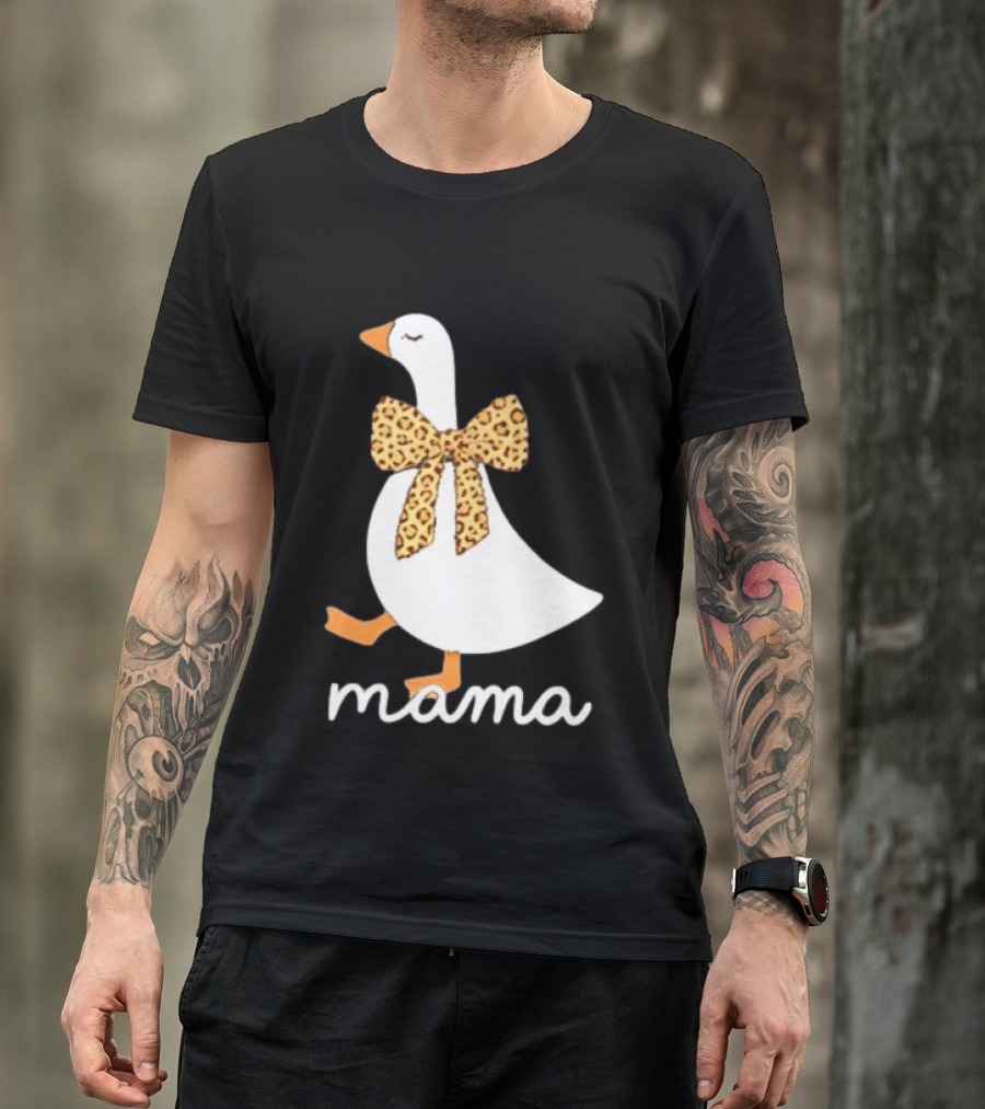 Leopard Bow Goose Mama Cute Animal Print T-Shirt