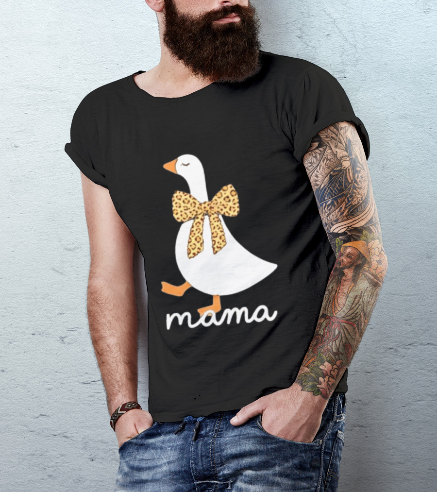 Leopard Bow Goose Mama Cute Animal Print T-Shirt