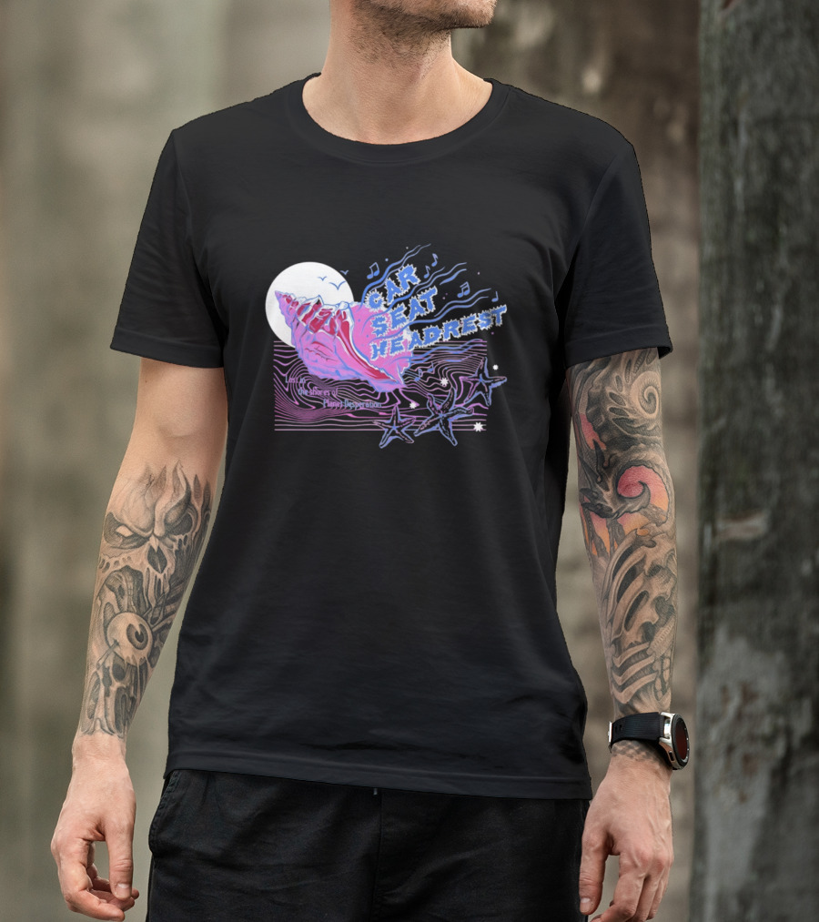 Seashell Car Seat Headrest Lost On The Shores Of Planet Desperation 2026 Moon And Stars Ocean Vibes T-Shirt