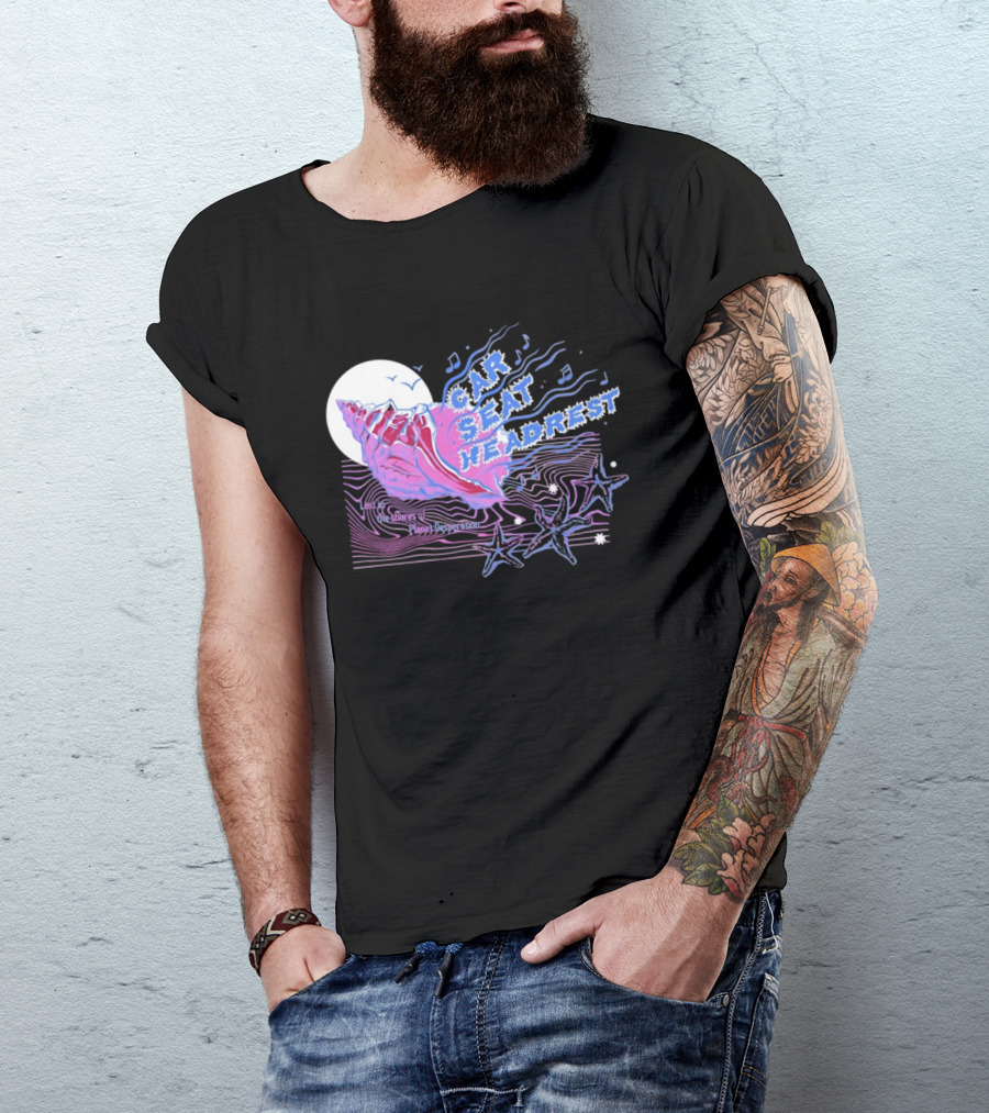 Seashell Car Seat Headrest Lost On The Shores Of Planet Desperation 2026 Moon And Stars Ocean Vibes T-Shirt