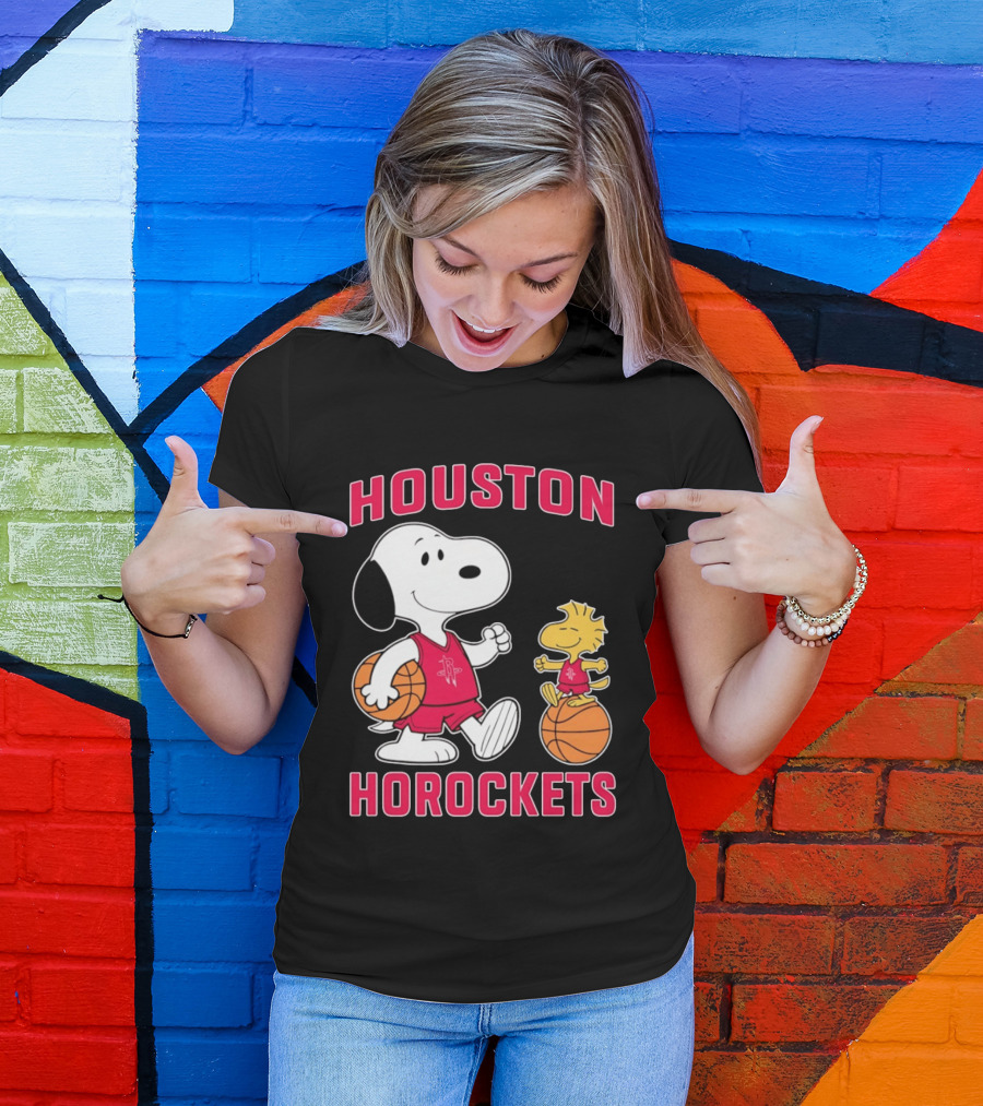 Snoopy Woodstock Houston Rockets Basketball Team T-Shirt