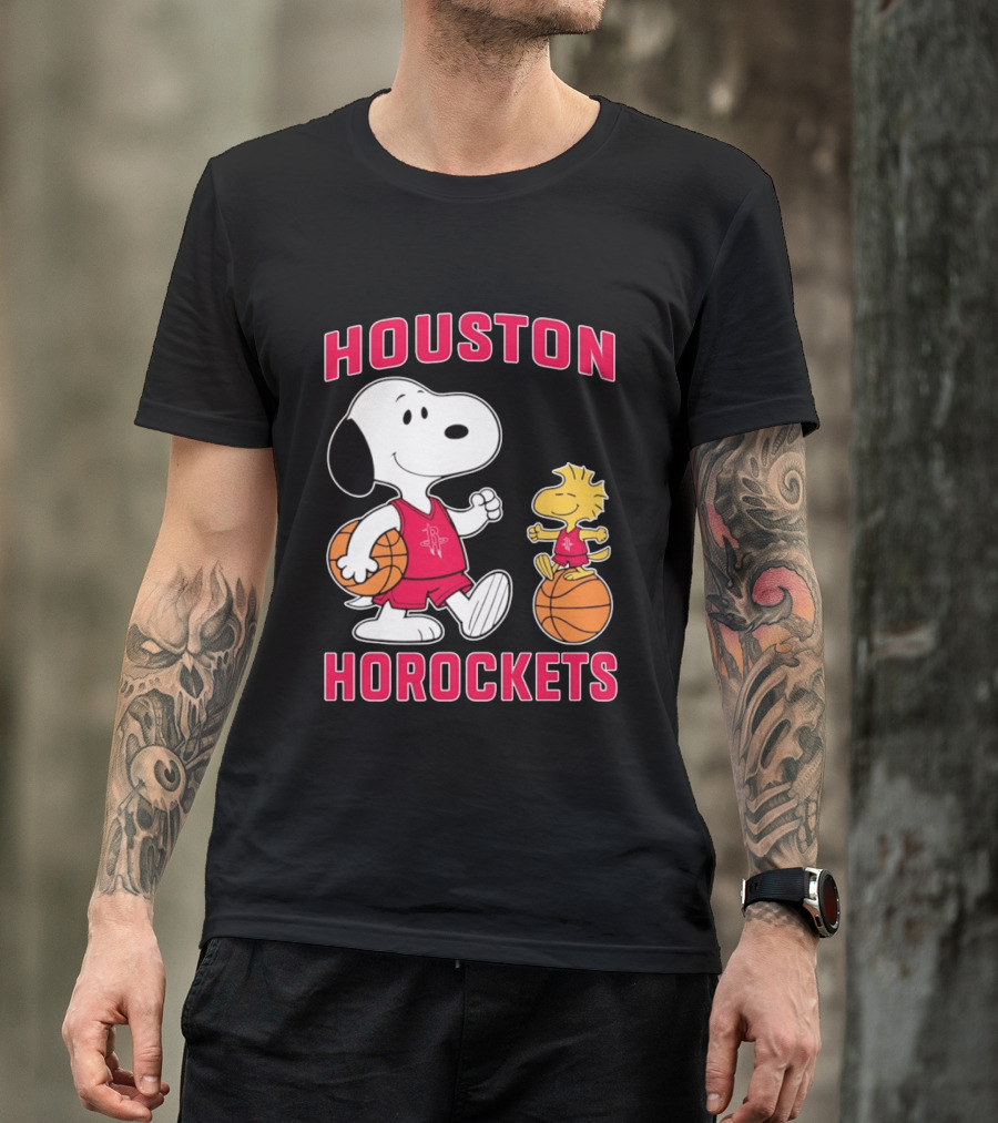 Snoopy Woodstock Houston Rockets Basketball Team T-Shirt