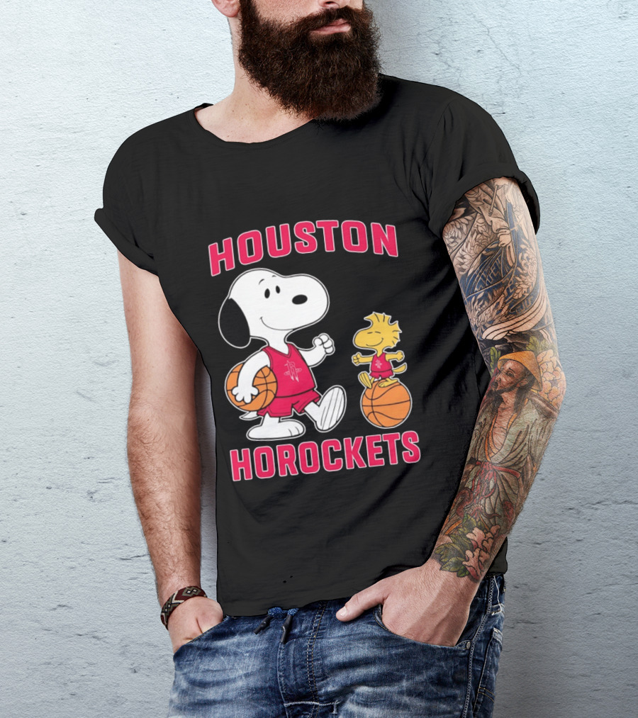 Snoopy Woodstock Houston Rockets Basketball Team T-Shirt