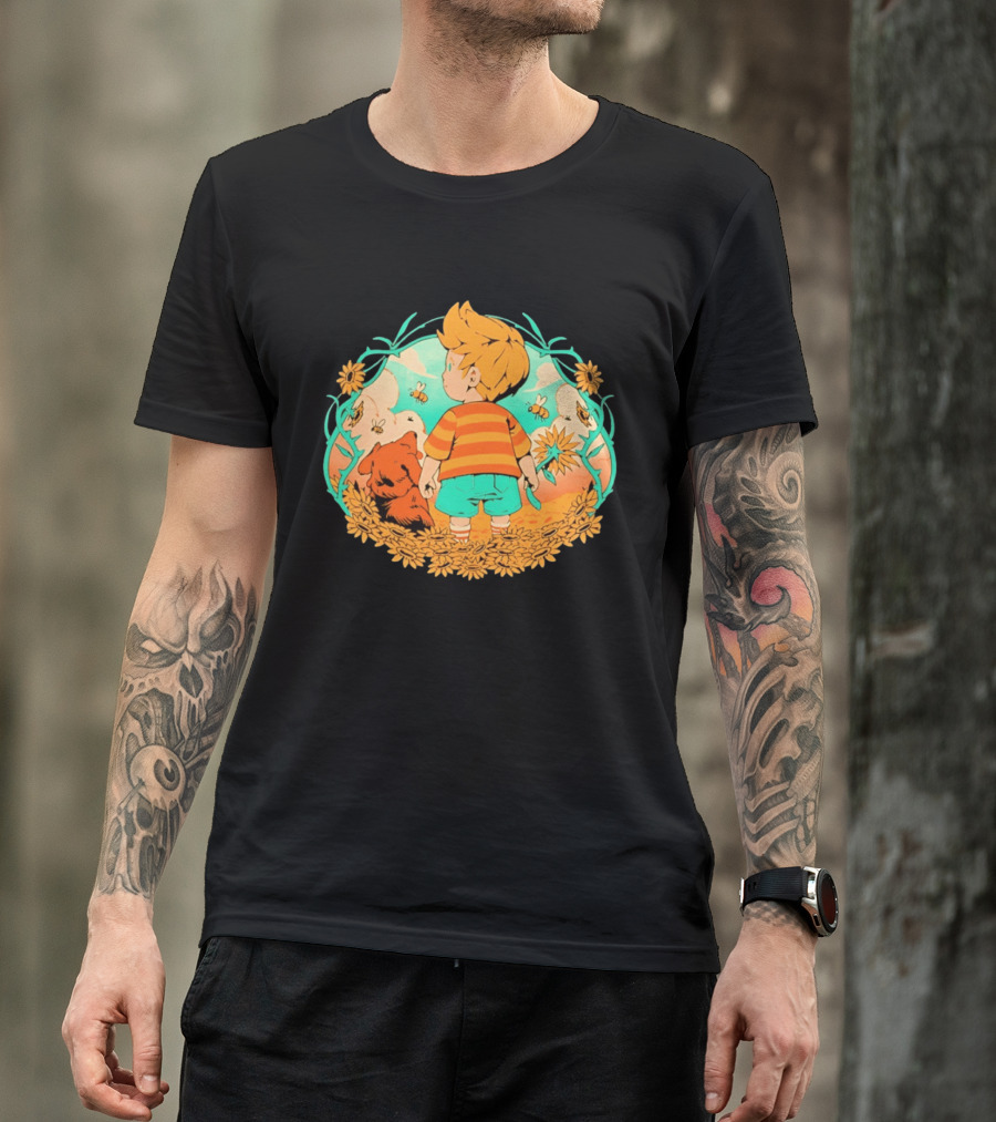 Sunflower Boy Lucas And Boney Mother 3 Adventure Sunflowers And Bees Scene T-Shirt