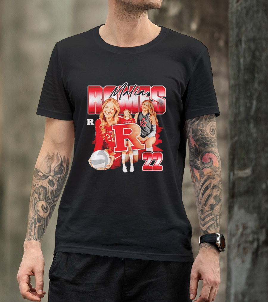 Malia Romes 22 NCAA Women's Volleyball Rutgers Team T-Shirt