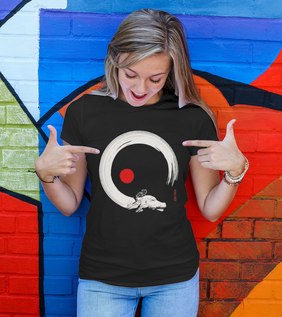 Never Ending Inks Atreyu Falkor The Neverending Story Japanese Enso Circle Red Dot T-Shirt