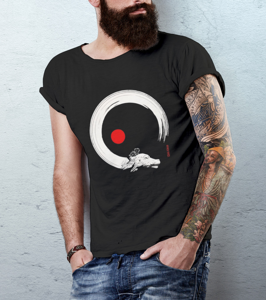 Never Ending Inks Atreyu Falkor The Neverending Story Japanese Enso Circle Red Dot T-Shirt
