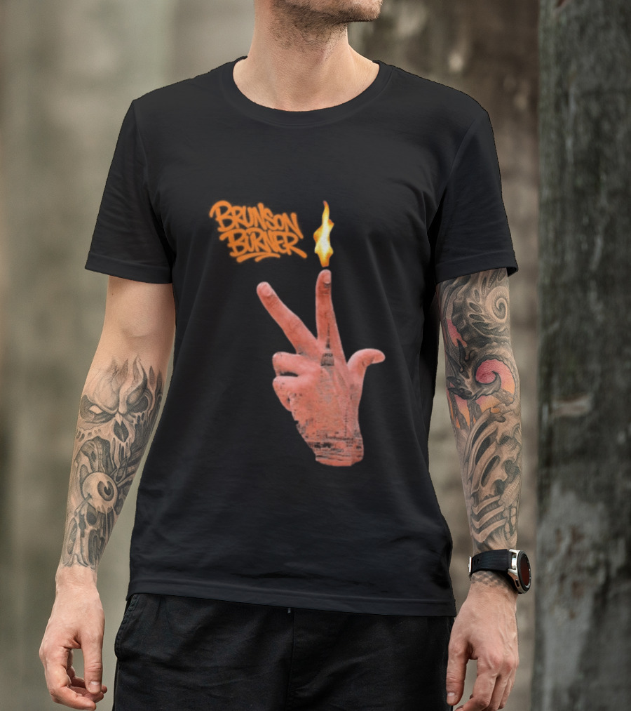 Brunson Burner Flame Hand New York Knicks Jalen Brunson T-Shirt