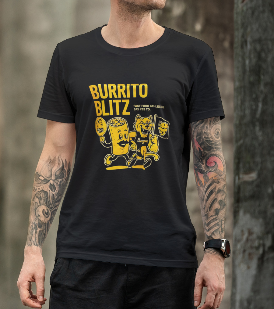 Burrito Blitz Fast Food Athletes Say Yes To Playful Mascot Race T-Shirt