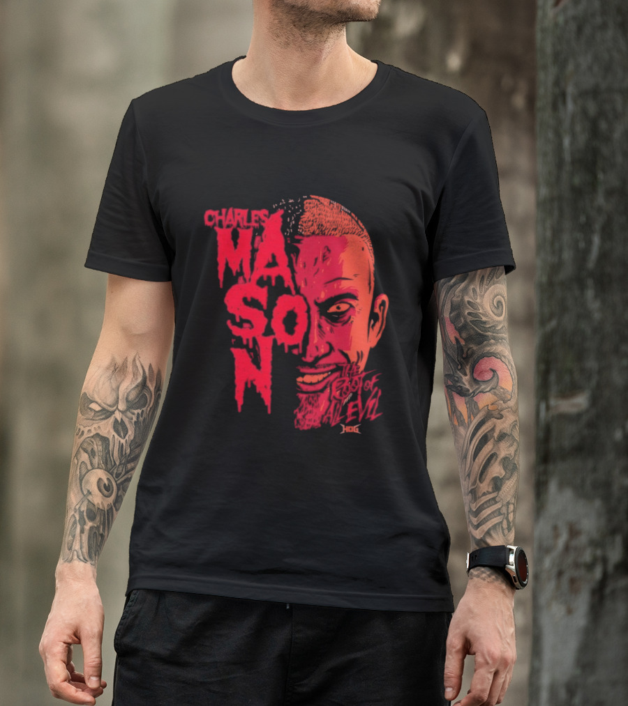 Charles Mason The Root Of All Evil Red Face T-Shirt