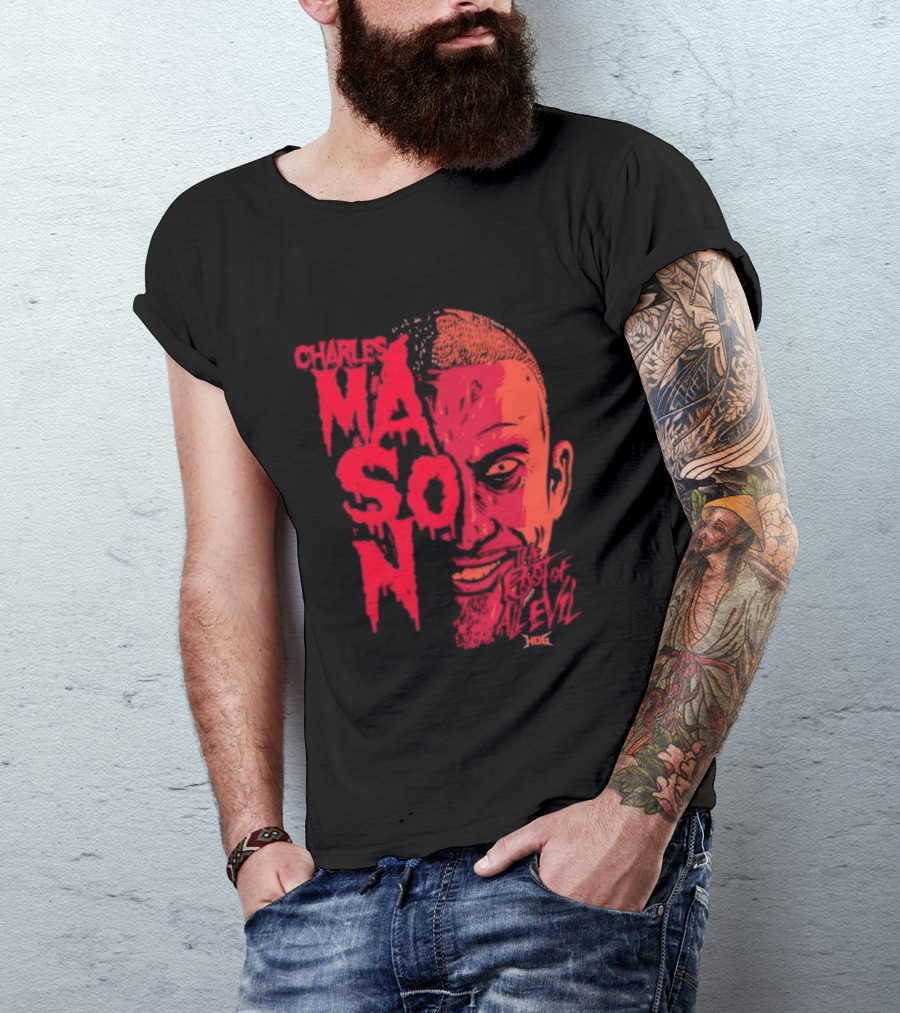 Charles Mason The Root Of All Evil Red Face T-Shirt