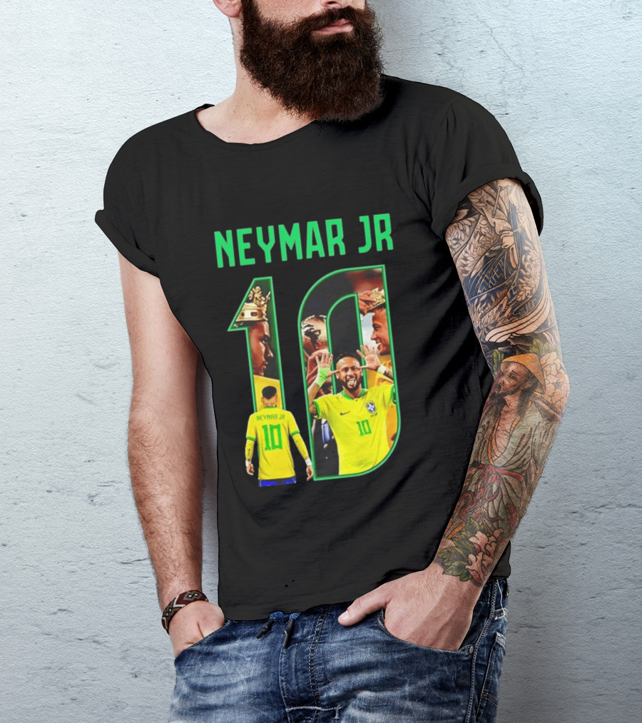 Neymar Jr 10 Brazil Soccer Iconic Celebration Images T-Shirt