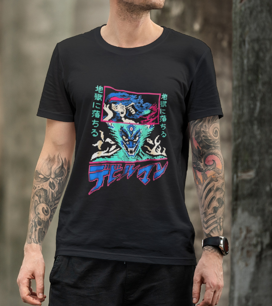 Devilman Go Nagai Pixel Art Retro Japanese T-Shirt