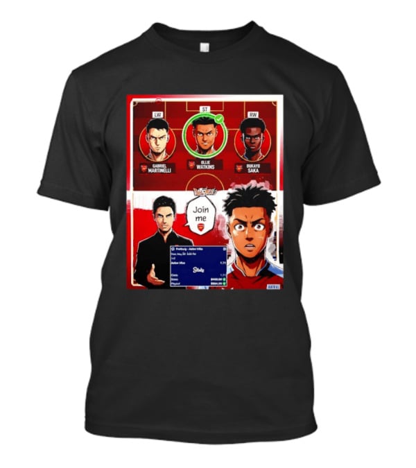 Gabriel Martinelli Ollie Watkins Bukayo Saka Join Me Arsenal Team Anime T-Shirt