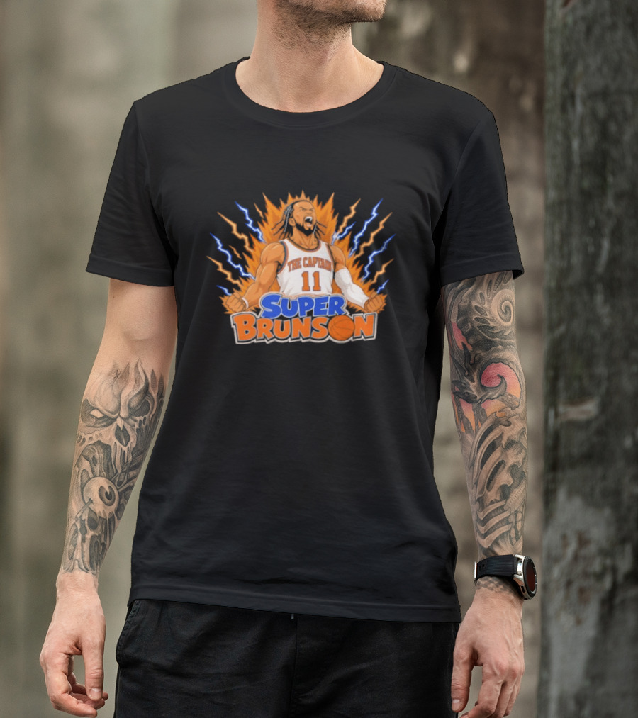 Super Brunson The Captain Jalen Brunson Dragon Ball Crossover Powered Up T-Shirt