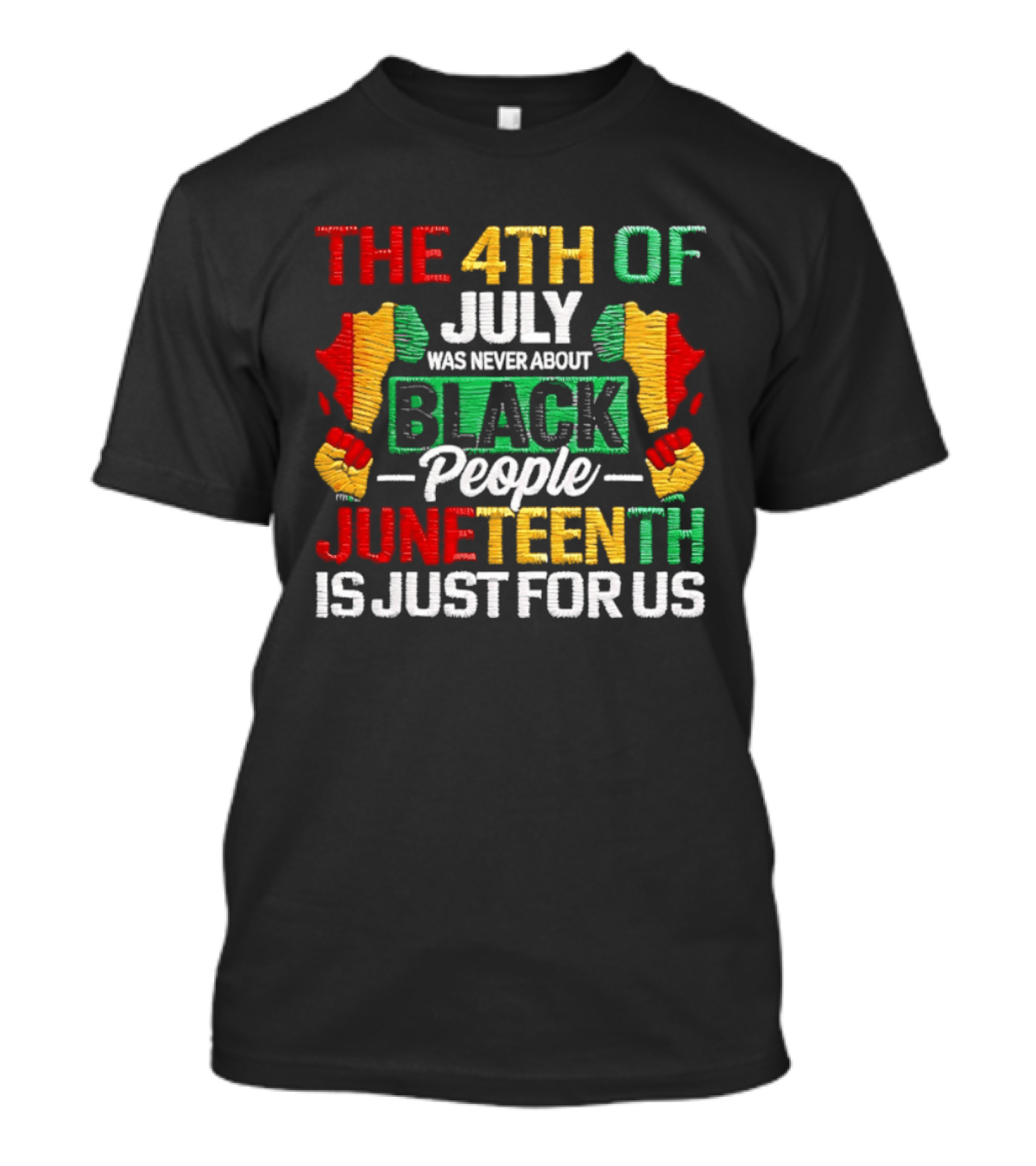 The 4th Of July Was Never About Black People Juneteenth Is Just For Us Text With African Map T-Shirt