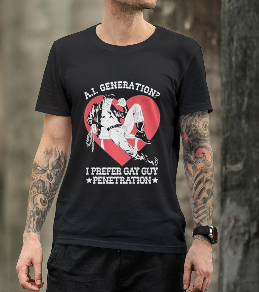 A.I. Generation I Prefer Gay Guy Penetration Heart T-Shirt