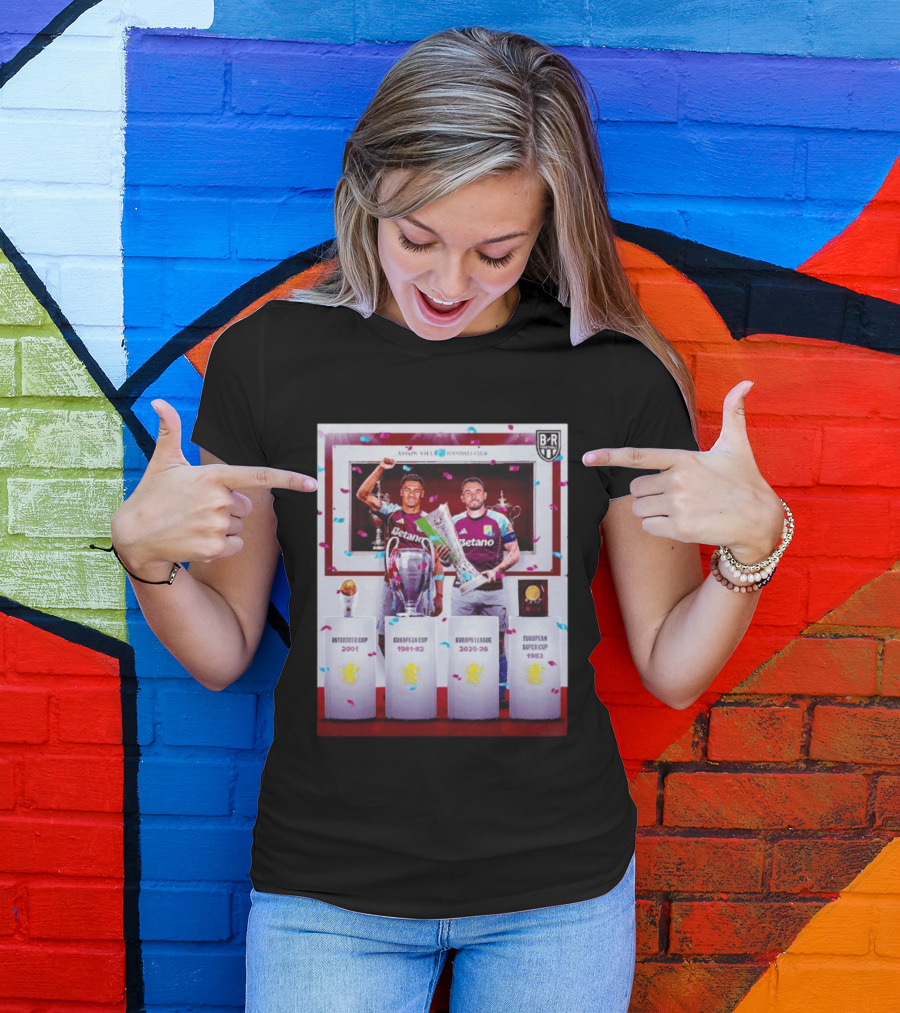 Aston Villa Football Club Europa League 2025 26 European Cup Winners T-Shirt