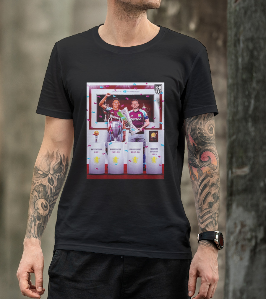 Aston Villa Football Club Europa League 2025 26 European Cup Winners T-Shirt