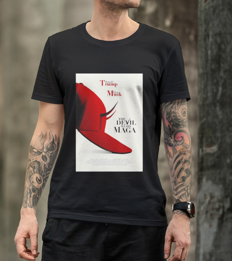 Donald Trump Elon Musk The Devil Wears MAGA Hat With Horns T-Shirt