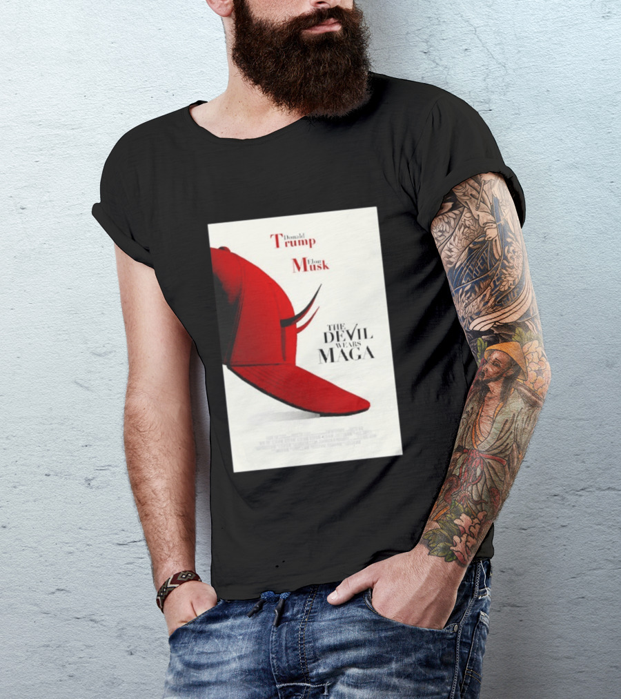 Donald Trump Elon Musk The Devil Wears MAGA Hat With Horns T-Shirt
