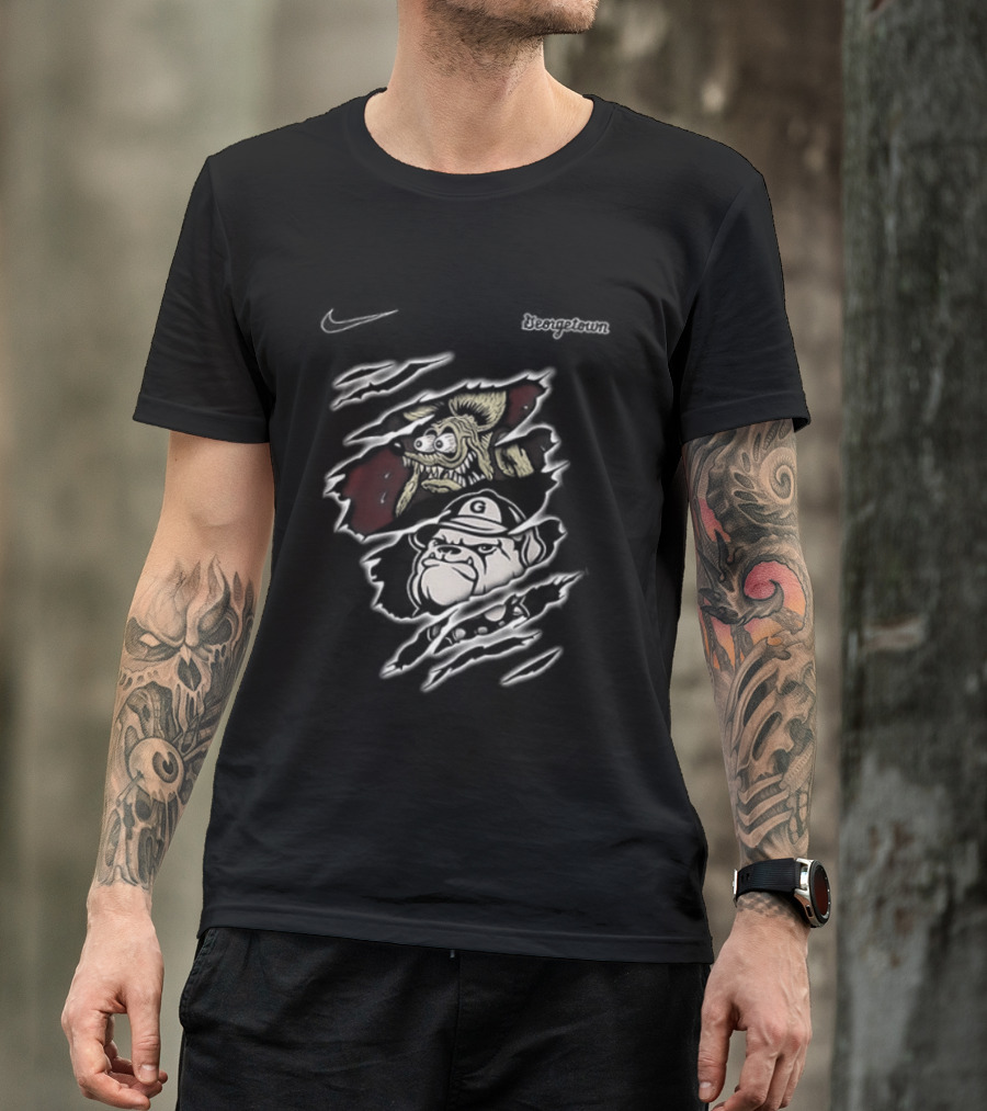 Rat Fink Hoyas Built Not To Bow Georgetown NCAA 2 Sided T-Shirt