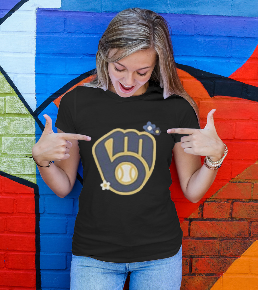 Milwaukee Brewers Flowers MLB 2026 Two Sided Baseball T-Shirt