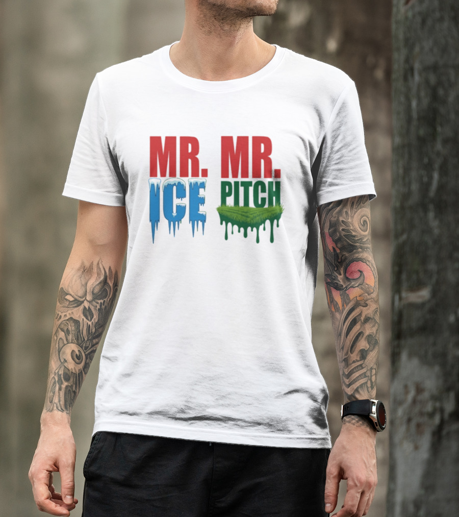 MR ICE MR PITCH Frosty Letters Green Grass Drips T-Shirt